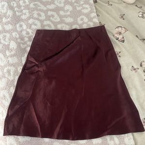 Aritzia babaton slip silk mink skirt burgundy maroon color